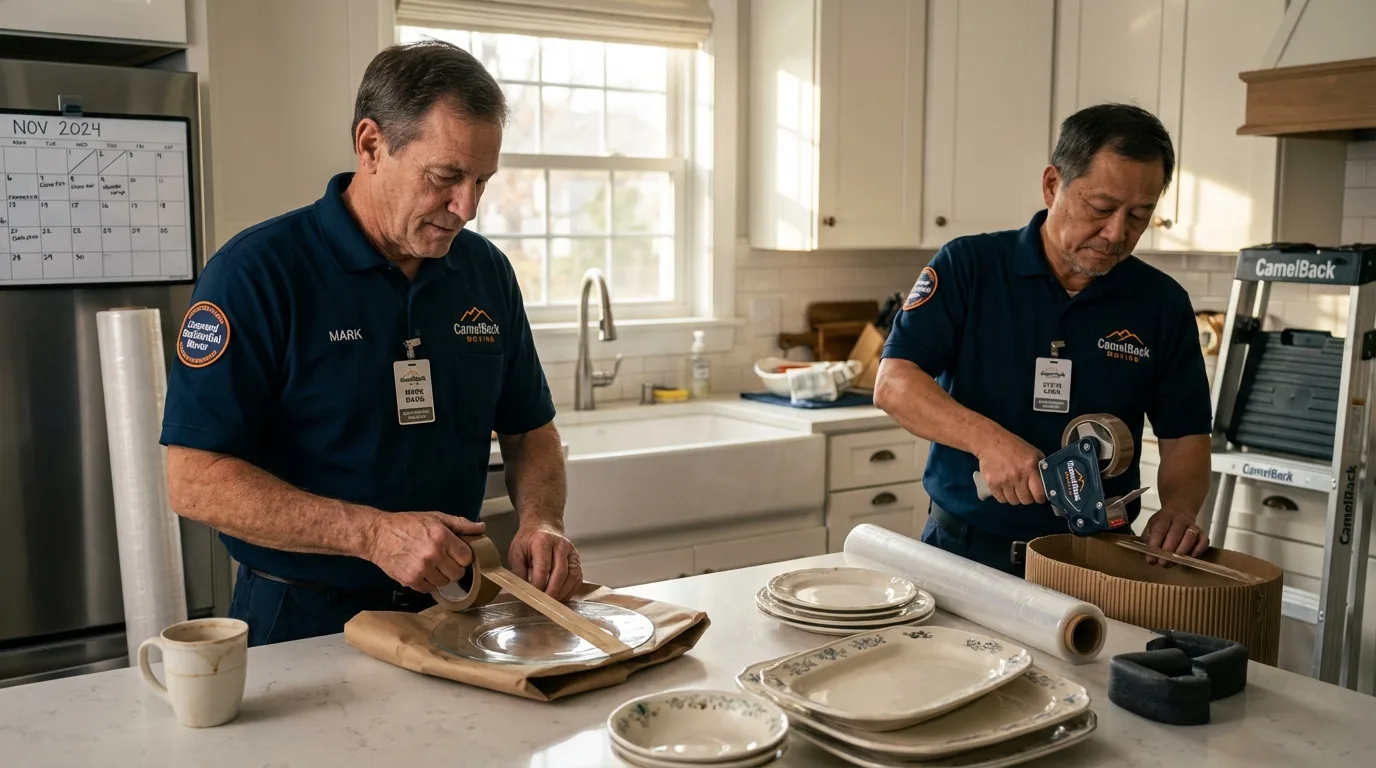 Professional crew packing kitchen dishware in Laredo, TX